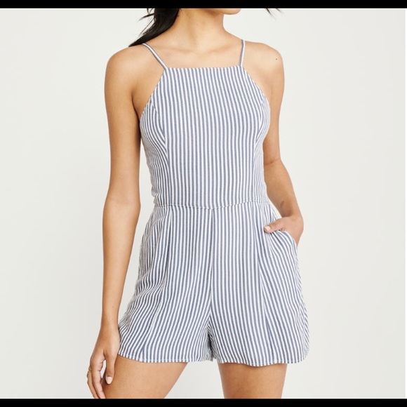 Abercrombie & Fitch Pants - A&F Halter Cut Striped Romper